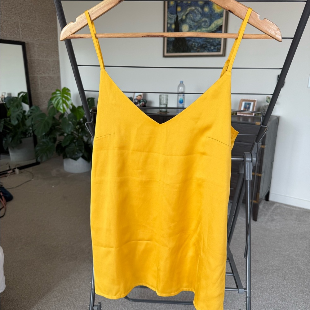 Silk Blend Yellow Spaghetti Strap Top
